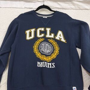 Russell Athletic Navy Crewneck Sweatshirt with Gold and White Graphic